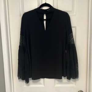 Black long sleeve top with Flare sleeves, choker & lace
